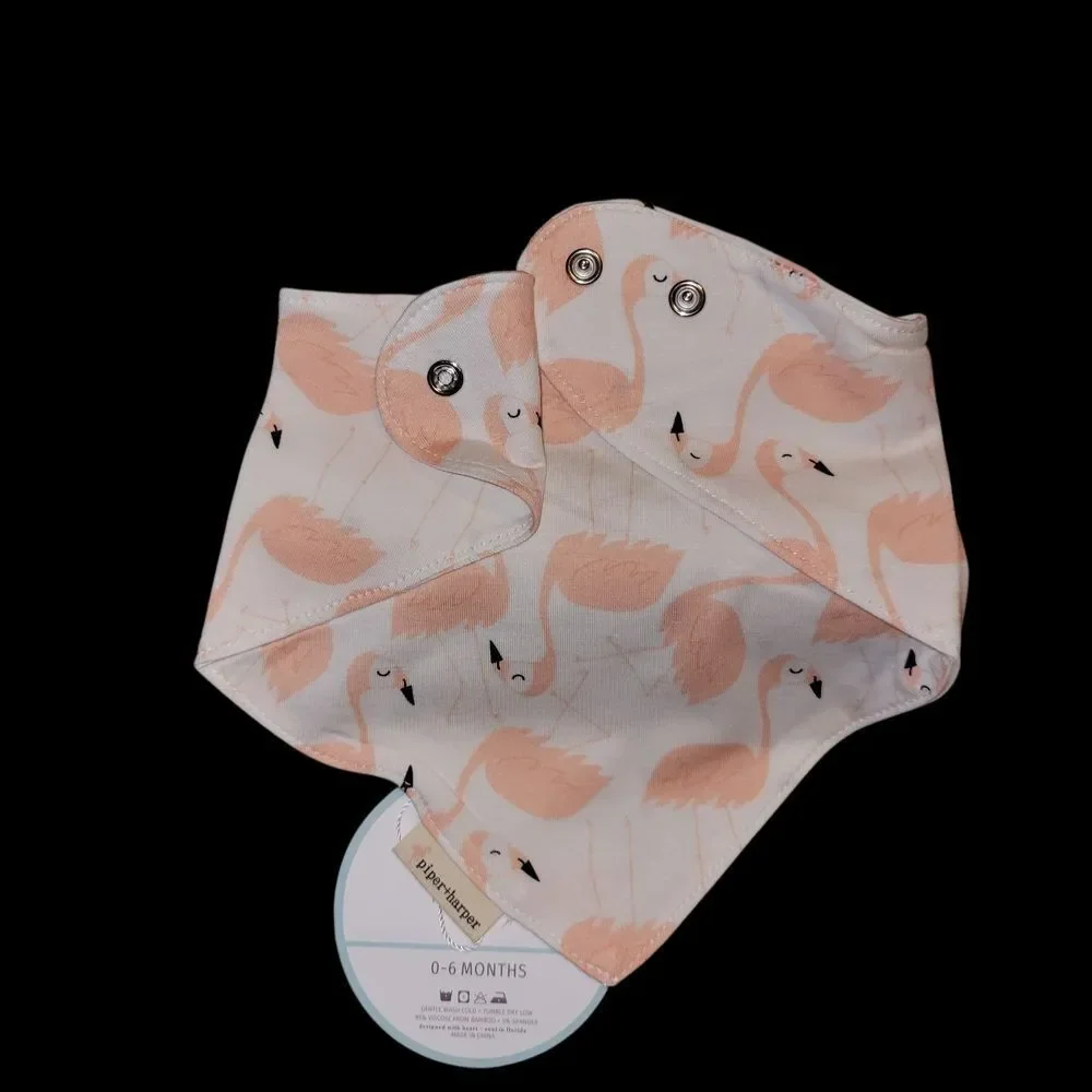 Flamingo Bandana Bamboo Bib Size 0 To 6 Months.